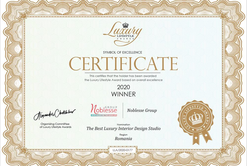 Noblesse Group, desemnat The Best Luxury Interior Design Studio in Romania in 2020