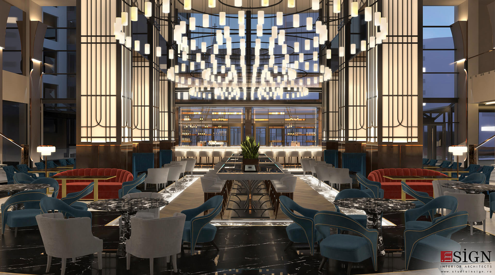 Design interior hotel 5 stele – Concept lobby Radisson Blu Hotel, Bucuresti