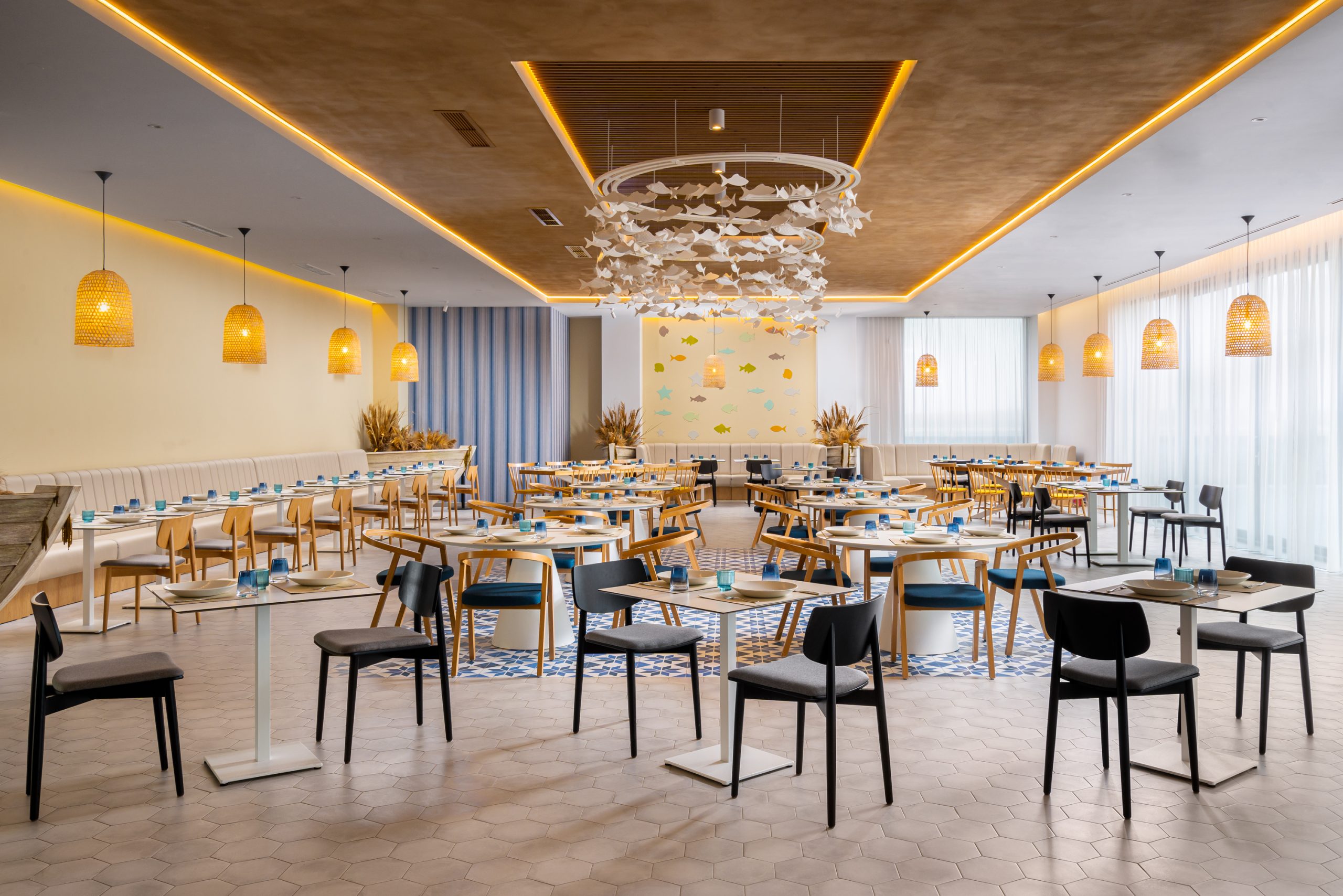 Design interior Restaurant Ostia Hotel Alma Health Spa Retreat - Noblesse Group