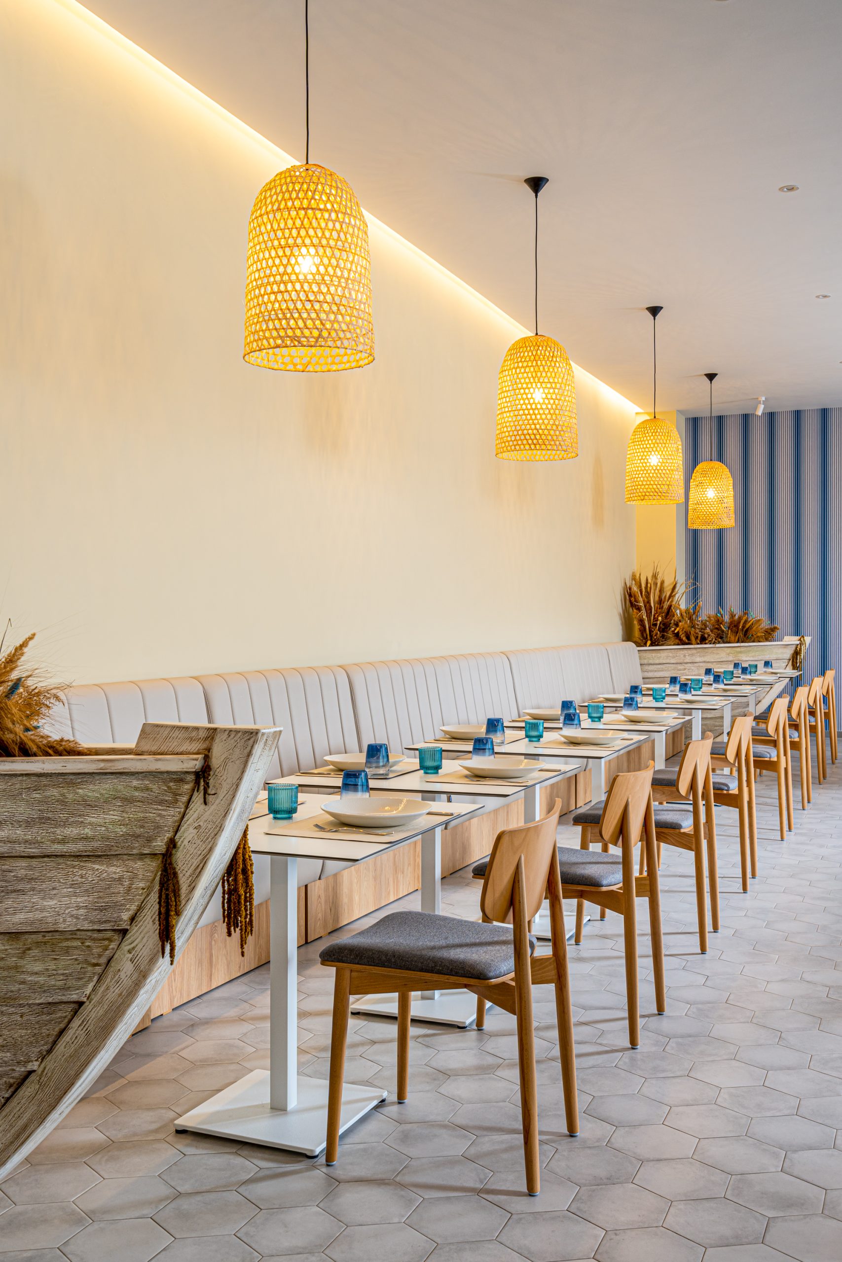 Design interior Restaurant Ostia Hotel Alma Health Spa Retreat - Noblesse Group