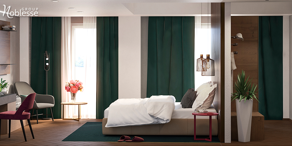 Proiect Noblesse camera de hotel in stil modern contemporan cu accente luxury