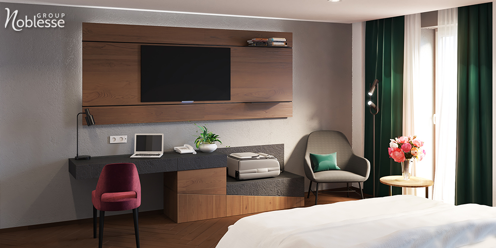Proiect Noblesse camera de hotel in stil modern contemporan cu accente luxury