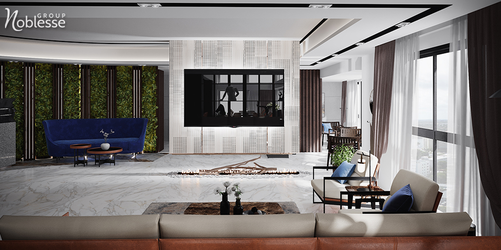 Hotel business lounge design interior Noblesse in stil casual luxury
