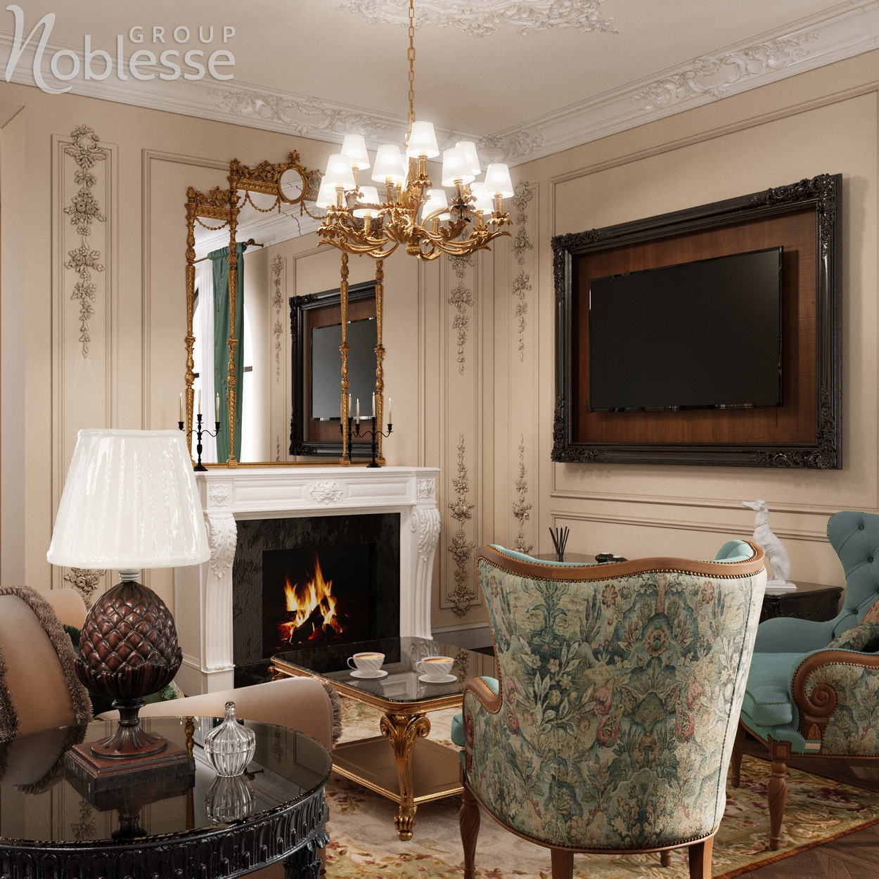 Design interior living in stil neoromanesc - Noblesse Group