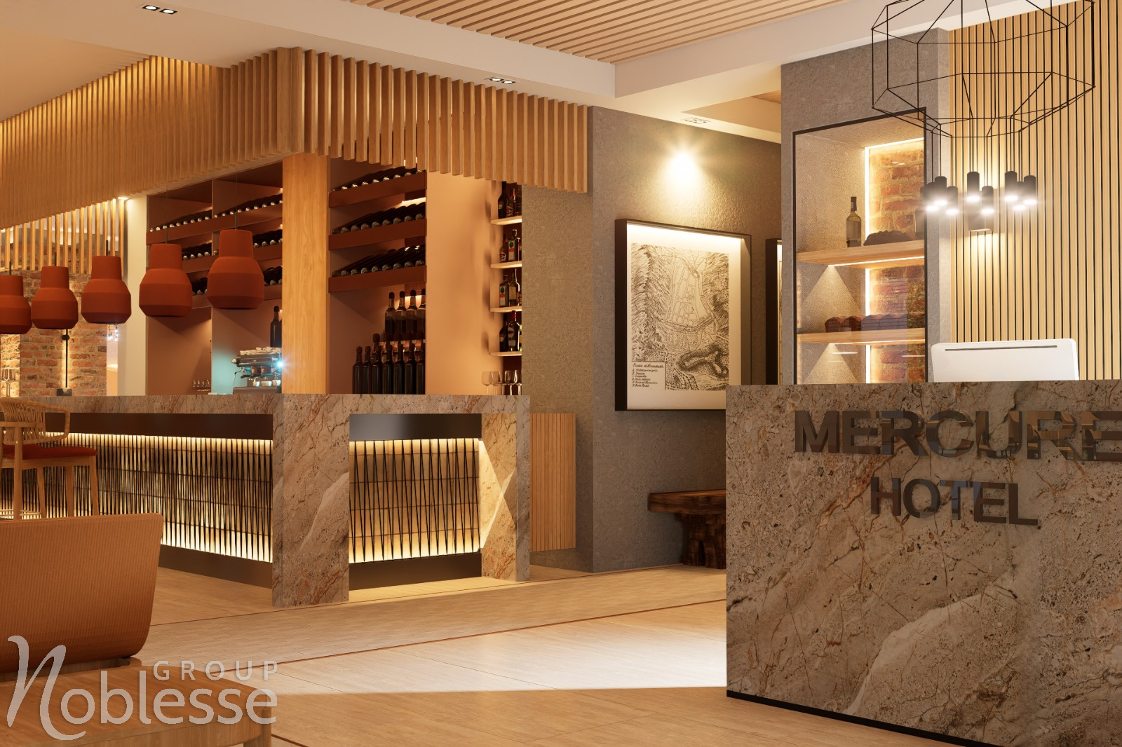 Proiect design interior bar hotel Mercure Brașov by Noblesse Group