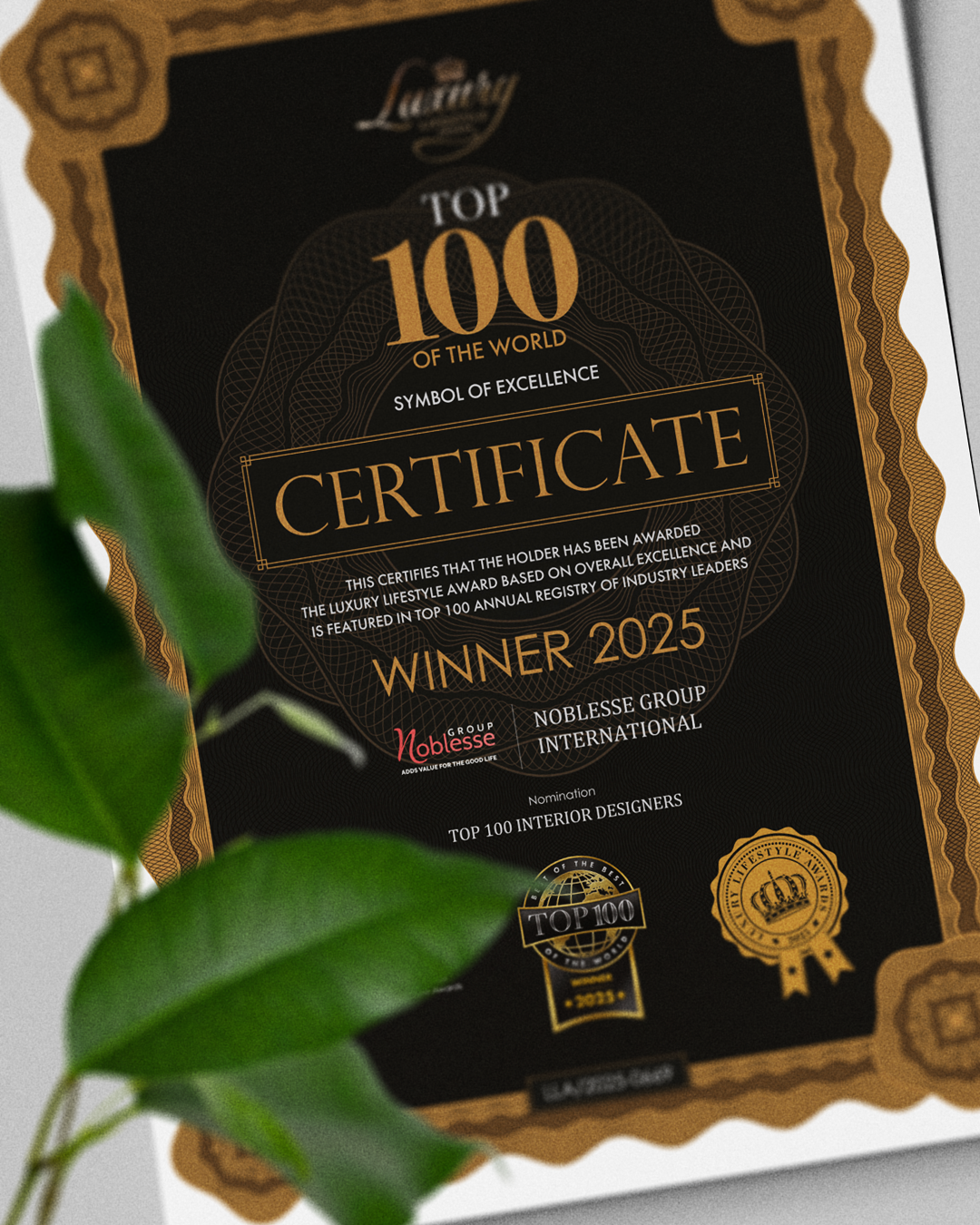Noblesse Group International, în TOP 100 Interior Designers of the World 2025